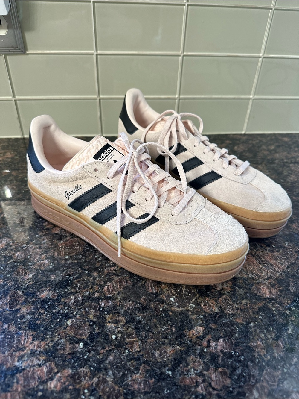 Adidas Gazelle Sneakers Pale Pink with Black Stripes